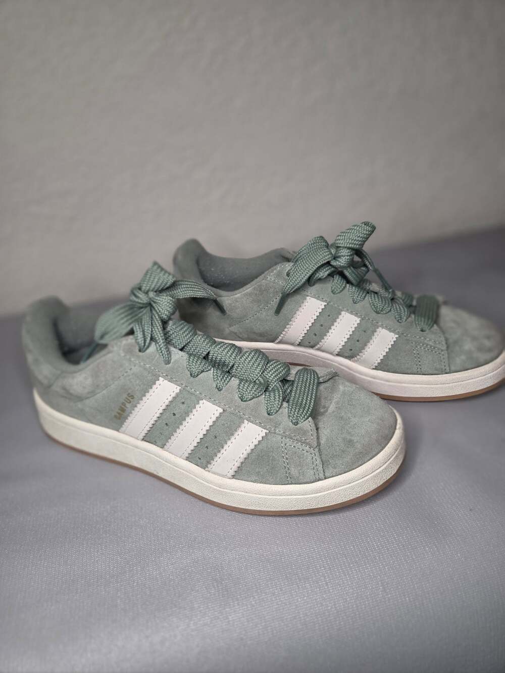 Adidas Campus 00s Womens 7.5 Silver Green Suede Gum Sole Sneakers JI2753 190